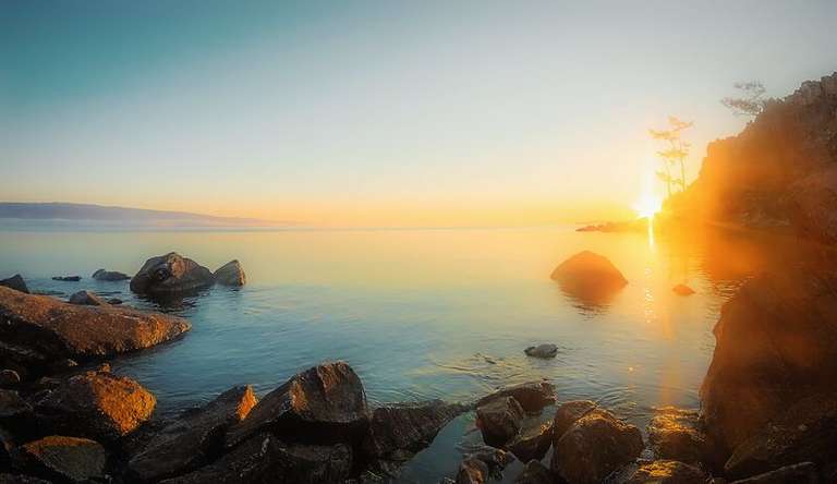 Baikal Lake. Olkhon Island. Sunrise